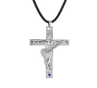 AFSTALR Johnny Hallyday Halskette Damen Herren Silber/Gold/Schwarz Edelstahl Gitarrenkreuz Anhänger Fan Andenken Geschenk - JH Signature Designs