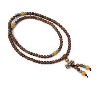 Agathe creation CWL06-108 Halskette - Armband - Rosenkranz Perlen 5 mm aus Wenge - Mala - Buddhist - Glücksbringer - handgefertigt