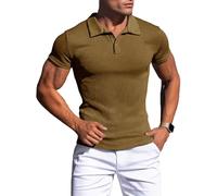 Agilelin Poloshirt Herren Langarm/Kurzarm T Shirts,Herren Stretch Muskelshirts,Casual Geripptes Hemd,Workout Golf