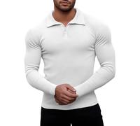 Agilelin Poloshirt Herren Langarm/Kurzarm T Shirts,Herren Stretch Muskelshirts,Casual Geripptes Hemd,Workout Golf
