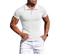 Agilelin Poloshirt Herren Langarm/Kurzarm T Shirts,Herren Stretch Muskelshirts,Casual Geripptes Hemd,Workout Golf