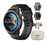 AGM Legion Militär Smartwatch Damen Herren mit Telefonfunktion, 1,43" HD AMOLED Smartwatch mit 100+ Sportmodi, Herzfrequenz, Schlafmonitor, 5ATM Wasserdicht Outdoor Sportuhr für Android iOS (Black)