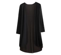 Agoky Damen Chiffon Cardigen Langarm Strickjacke Vorne Offen Bolero Lang Schulter Abdeckung Tuch Jäckchen für Hochzeit Party Cocktail Schwarz XL