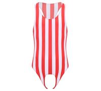 Agoky Herren Ärmellos Body Gestreift Ärmellos Tank Top Unterhemd Achselhemd mit Ouvert Slip Brasilien Unterhosen Sport Fitness Workout Einteiler Bodysuit Rot Weiß M