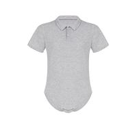 Agoky Herren Body Männer Einteiler Unterwäsche Kurzarm Unterhemd Polokragen T-Shirt Einfarbig Baumwolle Tops und Ouvert Slip mit Knöpfe im Schritt Polohemd Grau 4XL