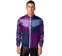 Agoky Herren Sportjacke Farbblock Fliegerjacke Pilotenjacke mit Reisverschluss Freizeitjacke Pferdetrainer Jockey Herbst Winter Jacket Outwear Lila Marineblau 3XL