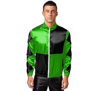 Agoky Herren Sportjacke Farbblock Fliegerjacke Pilotenjacke mit Reisverschluss Freizeitjacke Pferdetrainer Jockey Herbst Winter Jacket Outwear Grün Schwarz L