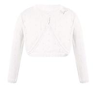 Agoky Mädchen Lang Ärmel offene Vorderseite Bolero Schulterjacke Kinder Jacke Strickjacke Top Festlich Zum Kommunionkleid Taufkleid Partykleid Gr. 80-158 Weiß 152-158
