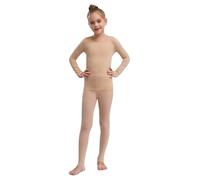 Agoky Mädchen Thermo Unterwäsche Set Langarm Shirt und Lange Unterhose Ballett Tanz Training Kleidung Zweiteiler Sport Outfits A Nude 98-104