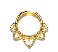 Agrewd Schmuck Minimalistische Lotusblume G23 Solid Titan Septum Piercing 16G 316L Edelstahl Septum Clicker Silber Gold Daith Ohrringe 8/10MM Daith Piercing Schmuck für Frauen Männer