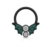Agrewd Schwarze Fledermausflügel Septum Piercing Schmuck Glow in the Dark 16G Septum Ring 316L Edelstahl Septum Clicker Daith Creolen Daith Piercing Schmuck