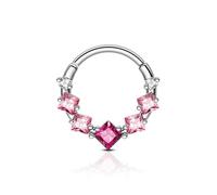 Agrewd Septum Piercing Schmuck 16G Schmuck für Daith Piercing Septum Ring Silber Rosa Zirkon Ohrringe Daith Helix Edelstahl 316L Clicker Septum für Frauen Männer