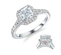 AGRULE Moissanite Verlobungsring, Farbe D Farbe VVS1, 1,2-1,7 Karat, 925er Sterlingsilber mit 18 Karat Weißgold vergoldet, Kissen/Herz/Oval/Prinzessschliff, Versprechensringe für Damen, Silber