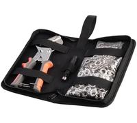 AGT Lochzange: Profi-Ösenzange-Set mit 200 rostfreien Ösen (Ø 10 mm) und Tasche (Ösenzange mit Magnetkopf, Set mit Lochstanze)