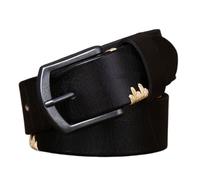 AGUTALITHIC 4mm Dick Vollnarben Ledergürtel Robuste Schnalle Handgefertigt Vintage Antik Beiläufige Riemen Mit Kratzern & Nähte Taillengürtel(120cm/47, Black)