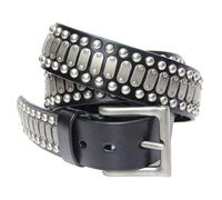 AGUTALITHIC Damen Herren Echtleder Gürtel Nietengürtel 3 Reihen Runde Nieten Ledergürtel Mit Legierung Schnalle Dornschließe Für Jeans, Hosen, Gothic, Punk, Rockwear(105cm/41, Black)