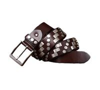 AGUTALITHIC Damen Herren Nietengürtel Aus Leder Punkrock Leuchtende Runde/Rechteckige Nieten Taillengürtel Accessoires Für Jeans, Hosen Und Kleider(110cm/43, Coffee)