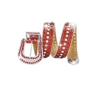 AGUTALITHIC Damen Herren Strass Gürtel Western Cowgirl Cowboy Bling Nietengürtel Glitzer Pailletten Taillengurt Für Jeanshosen(120cm/47, Red)