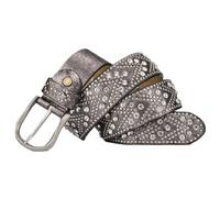 AGUTALITHIC Damen Strasssteine Ledergürtel Nietengürtel Rundniete Western-Cowgirl Glitzernde Pailletten Taillengürtel Für Jeans, Hosen Und Kleider(110cm/43, Silver-Gray)