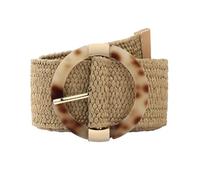 AGUTALITHIC Damen Stretch-Taillengürtel Breit Flechtgürtel Boho Strohgürtel Elastischer Geflochtene Gürtel Stretchgürtel Runde Gürtelschnalle für Kleider Hemden(90cm/Waist:28"~30", Khaki)