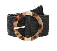 AGUTALITHIC Damen Stretch-Taillengürtel Breit Flechtgürtel Boho Strohgürtel Elastischer Geflochtene Gürtel Stretchgürtel Runde Gürtelschnalle für Kleider Hemden(90cm/Waist:28"~30", Black)