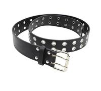 AGUTALITHIC Doppelloch Nietengürtel,Punk Ledergürtel, Vollleder Gürtel, Doppelter Loch Jeansgürtel, Ca. 4cm Mode, Hip Hop Hosengürtel Für Damen Und Herren(105cm/waist:34"~36", Black)