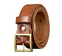 AGUTALITHIC Echter Leder-Gürtel Herren Damen 3.3cm Breit 4mm Dick, Handgemacht Vollrindleder Ledergürtel mit Gürtelschnallen Golden Metall Dornschließe(100cm/39, Brown)