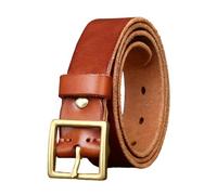 AGUTALITHIC Echter Leder-Gürtel Herren Damen 3.3cm Breit 4mm Dick, Handgemacht Vollrindleder Ledergürtel mit Gürtelschnallen Golden Metall Dornschließe(105cm/41, Reddish Brown)