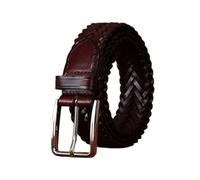 AGUTALITHIC Flecht-Gürtel Aus Vollrindleder Rindsleder 3,3cm Breit | Handgemachter Ledergürtel Für Damen Herren | Geflochtener Gürtel Mit Silberner Schließe(115cm/45, Coffee)