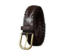 AGUTALITHIC Gürtel Aus Rindsleder Breite 3cm Flechtgürtel Handgemachter Geflochtener Echtleder Ledergürtel Mit Goldschnalle Für Damen Und Herren(105cm/41, Coffee)