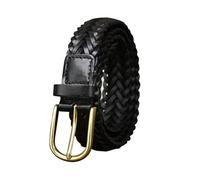 AGUTALITHIC Gürtel Aus Rindsleder Breite 3cm Flechtgürtel Handgemachter Geflochtener Echtleder Ledergürtel Mit Goldschnalle Für Damen Und Herren(110cm/43, Black)