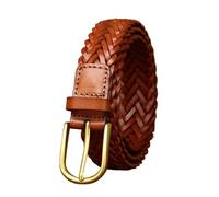 AGUTALITHIC Gürtel Aus Rindsleder Breite 3cm Flechtgürtel Handgemachter Geflochtener Echtleder Ledergürtel Mit Goldschnalle Für Damen Und Herren(105cm/41, Reddish Brown)