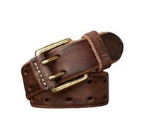 AGUTALITHIC Gürtel Herren Mit Leder-rollschnallen Doppeldorn Schließe 3,8cm Breit Ledergürtel Mit Doppel-Loch Jeansgürtel In Premium Rindleder In Vintage Look(110cm/43, Coffee)