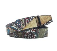 AGUTALITHIC Gürtel Ratsche Gesteppter Ledergürtel Bohème Druck Muster Automatikschließe Für Damen Herren Kleidung,größe Angepasst(110cm/43, Green)
