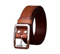 AGUTALITHIC Gürtels Für Herren Ledergürtel Mit Mattierter Klassisch Jeans-Gürtel 3.8cm Breit Dornschließe Silber Schnalle Jeans Business Anzug(115cm/45, Brown)