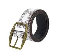 AGUTALITHIC Handgemachter Damen Leder Gürtel Jeans Blume Prägung Riemen Mit Metall in Antiker Bronze Dornschließe Gürtelschnalle 3.8cm Breit(110cm/waist:36"~38", White)
