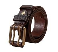 AGUTALITHIC Handgemachter Herren Damen Antik Beiläufige Ledergürtel Heavy Duty Prägung Gürtel Aus Rindleder Mit Doppeldorn Gold Schnalle, Doppel-Loch ösen Jeansgürtel(120cm/47, Coffee)