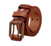 AGUTALITHIC Handgemachter Herren Damen Antik Beiläufige Ledergürtel Heavy Duty Prägung Gürtel Aus Rindleder Mit Doppeldorn Gold Schnalle, Doppel-Loch ösen Jeansgürtel(115cm/45, Brown)