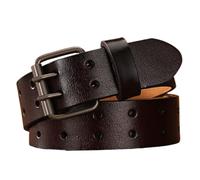 AGUTALITHIC Handgemachter Herren Damen Gürtel Mit Doppeldorn Schnalle 3,2cm Breit Ledergürtel Mit Doppel-Loch Jeansgürtel Kürzbar Für Jeans Anzug(110cm/43, Coffee)