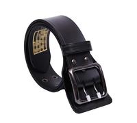 AGUTALITHIC Handgemachter Herren Damen Schwarzer Gürtel Mit Doppeldorn Schnalle Ledergürtel Mit Doppel-Loch Jeansgürtel Kürzbar Für Jeans Anzug(115cm/45, Black)