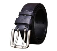 AGUTALITHIC Handgemachter Herren Heavy Duty Ledergürtel 3.8cm Große Breite 4mm Dick Gürtel Aus Rindsleder Mit Doppeldorn Schnalle, Doppel-Loch ösen(100cm/39, Black)