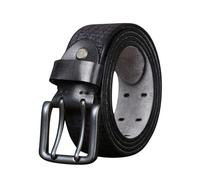 AGUTALITHIC Handgemachter Herren Ledergürtel 3,8cm Breit Casual Work Heavy Duty Prägung Gürtel Aus Rindleder Mit Doppeldorn Schnalle, Doppel-Loch ösen Jeansgürtel(100cm/39, Black)