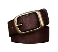 AGUTALITHIC Herren Antik Beiläufige Gürtel Vollledergürtel Ledergürtel 3.3cm Breit 4mm Dick Jeansgürtel Aus Rindleder Messing Gold Metall Dorn-schließe Gürtelschließe(115cm/45, Coffee)