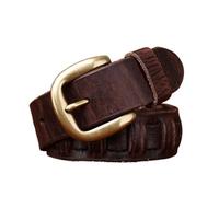 AGUTALITHIC Herren Damen Handgefertigter Breiter Geflochtener Ledergürtel Antik Beiläufige Ledergürtel 3,8cm Breit Gewebter Riemen Goldene Dornschließe Für Jeans Hosen(100cm/39, Coffee)