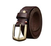 AGUTALITHIC Herren Damen Leder Gürtel Vollrindleder Mit Dornschließe Schnalle 5mm Dicke Antik Beiläufige Ledergürtel Jeansgürtel Für Männer Jeans Anzug(130cm/51, Coffee)