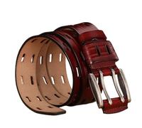 AGUTALITHIC Herren Leder Gürtel 35mm Breit Doppeldorn Männer Guertel Doppel ösen Ledergürtel Casual Für Jeans, Lässige Shorts, Overalls, Businesshosen(110cm/43, Brown)