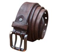 AGUTALITHIC Herren Prägung Ledergürtel Doppeldorn, Männer Guertel Doppel ösen Echt Leder Vintage Look Doppelpin Taille Gürtel Für Kleidung(110cm/43, Coffee)