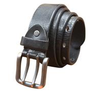 AGUTALITHIC Herren Prägung Ledergürtel Doppeldorn, Männer Guertel Doppel ösen Echt Leder Vintage Look Doppelpin Taille Gürtel Für Kleidung(105cm/41, Black)