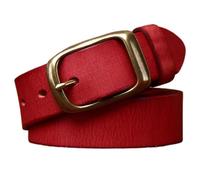 AGUTALITHIC Herren Rot Leder Gürtel, Casual Handgemacht Ledergürtel Aus Rindsleder Für Männer Hosen Jeans Anzug,33mm Breit, Länge Kürzbar(105cm/41, Red-B)
