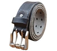 AGUTALITHIC Herren Vintage Gürtel Doppeldorn Rollschnallen Männer Guertel Doppel ösen Antik Beiläufige Ledergürtel Für Jeans, Lässige Shorts, Overalls, Hosen(115cm/45, Black)